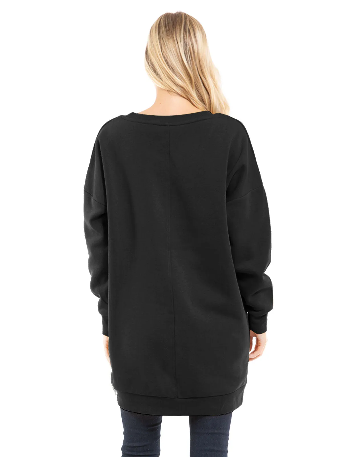 Casual Oversized Loose Fit V-Neck Fleece Pullover Sweatshirts Tunic Fall Outfits S~3X