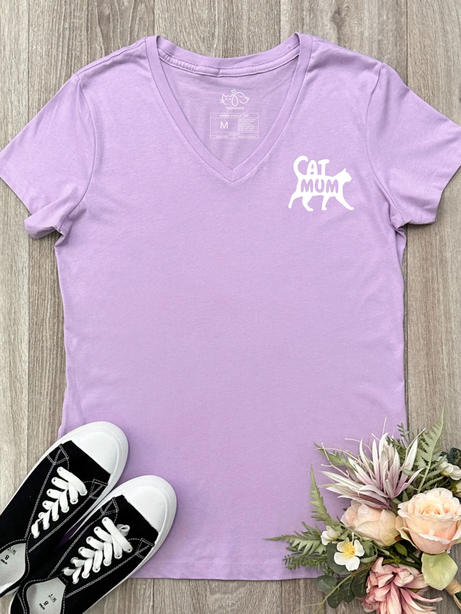Cat Mum Silhouette Emma V-Neck Tee