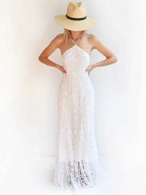 Crochet Feather Maxi Dress
