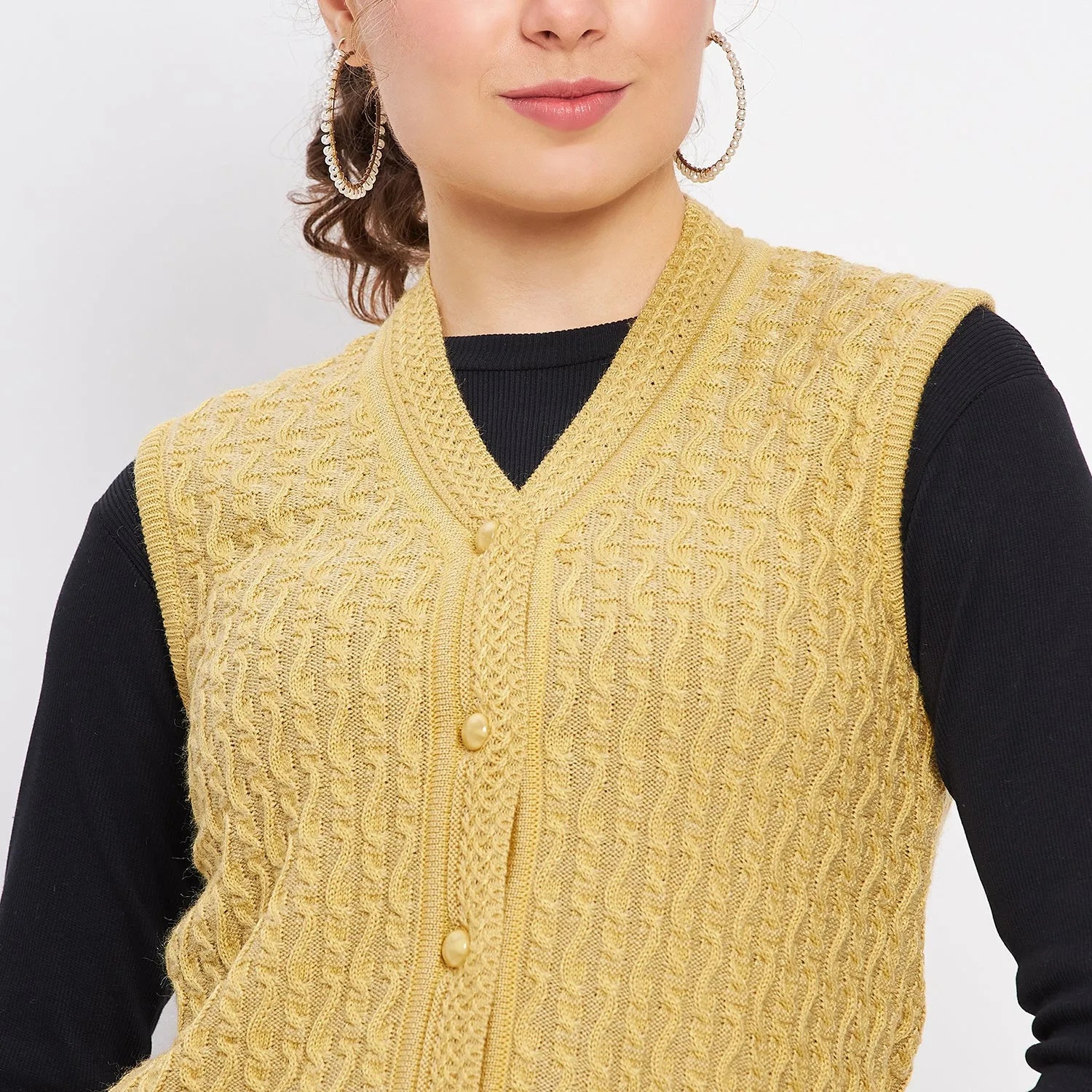 Duke Stardust Women Sleeveless Self Design Cardigan (LQS9785)