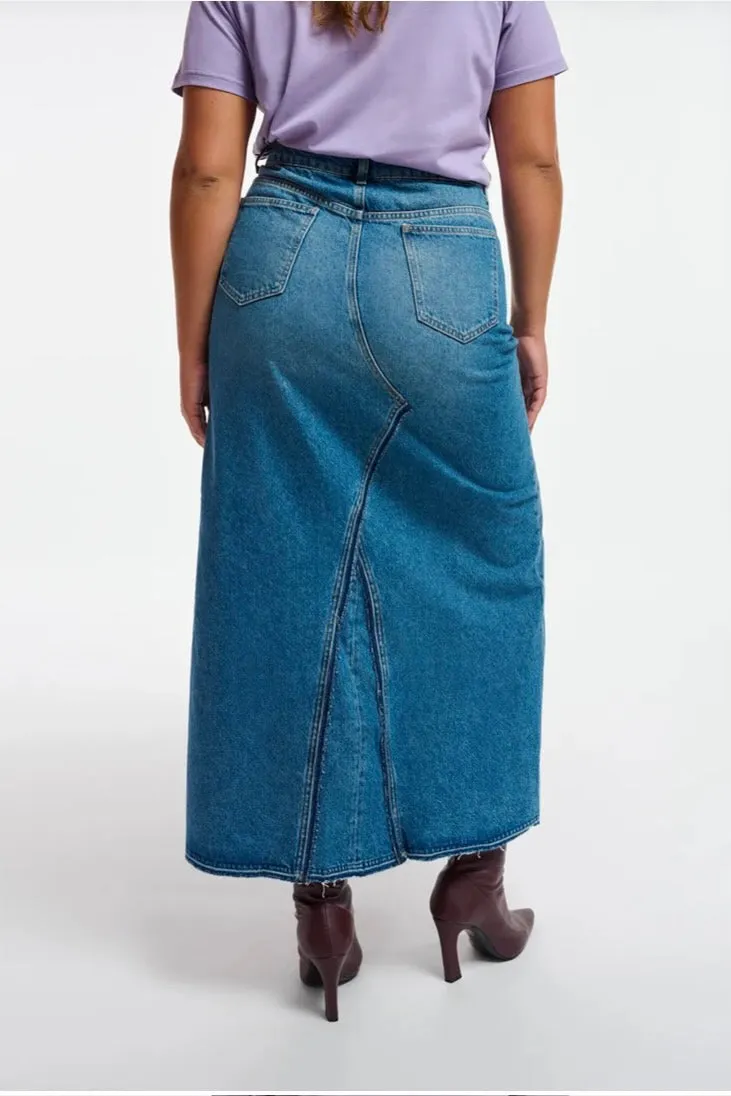 Essentiel Antwerp - Excuses Reworked Denim Skirt: Frozen Lips