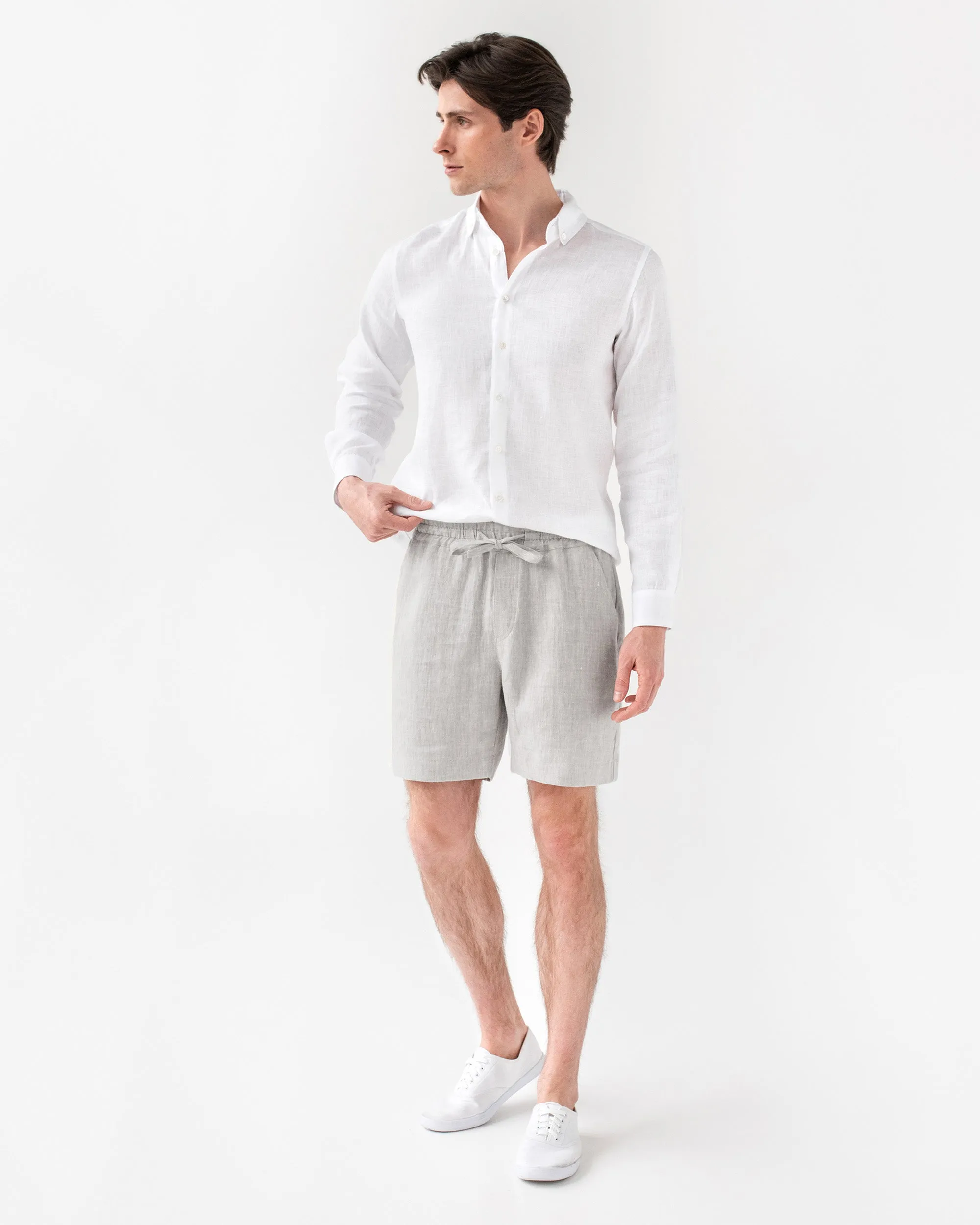 Men's linen shorts STOWE in Gray melange