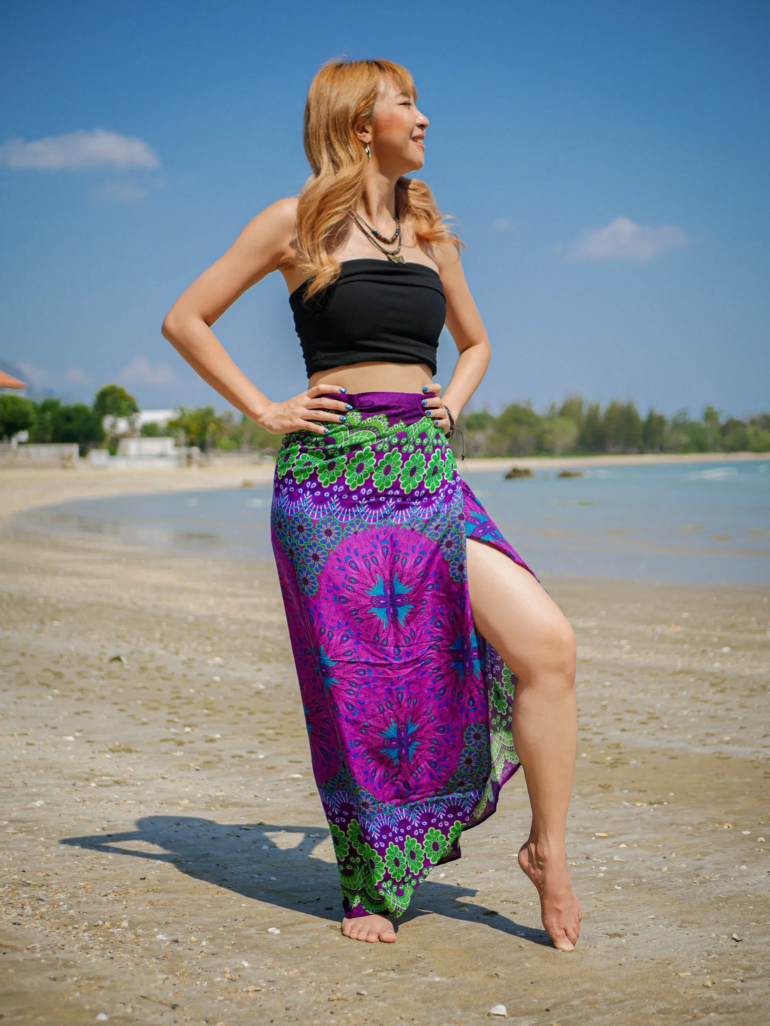 Pink Mandala Boho Wrap Skirt